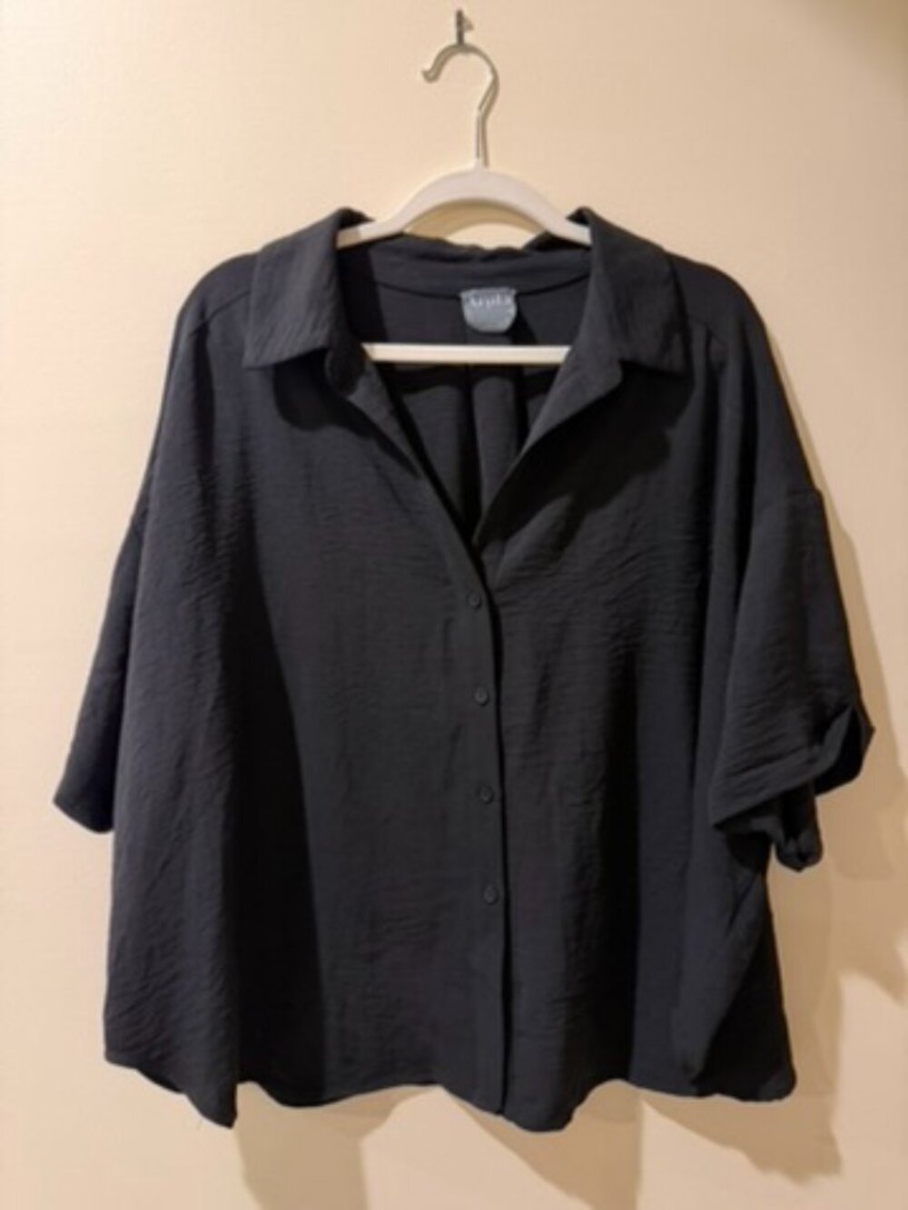 PLUS-size Black Arula Oversized Button-up